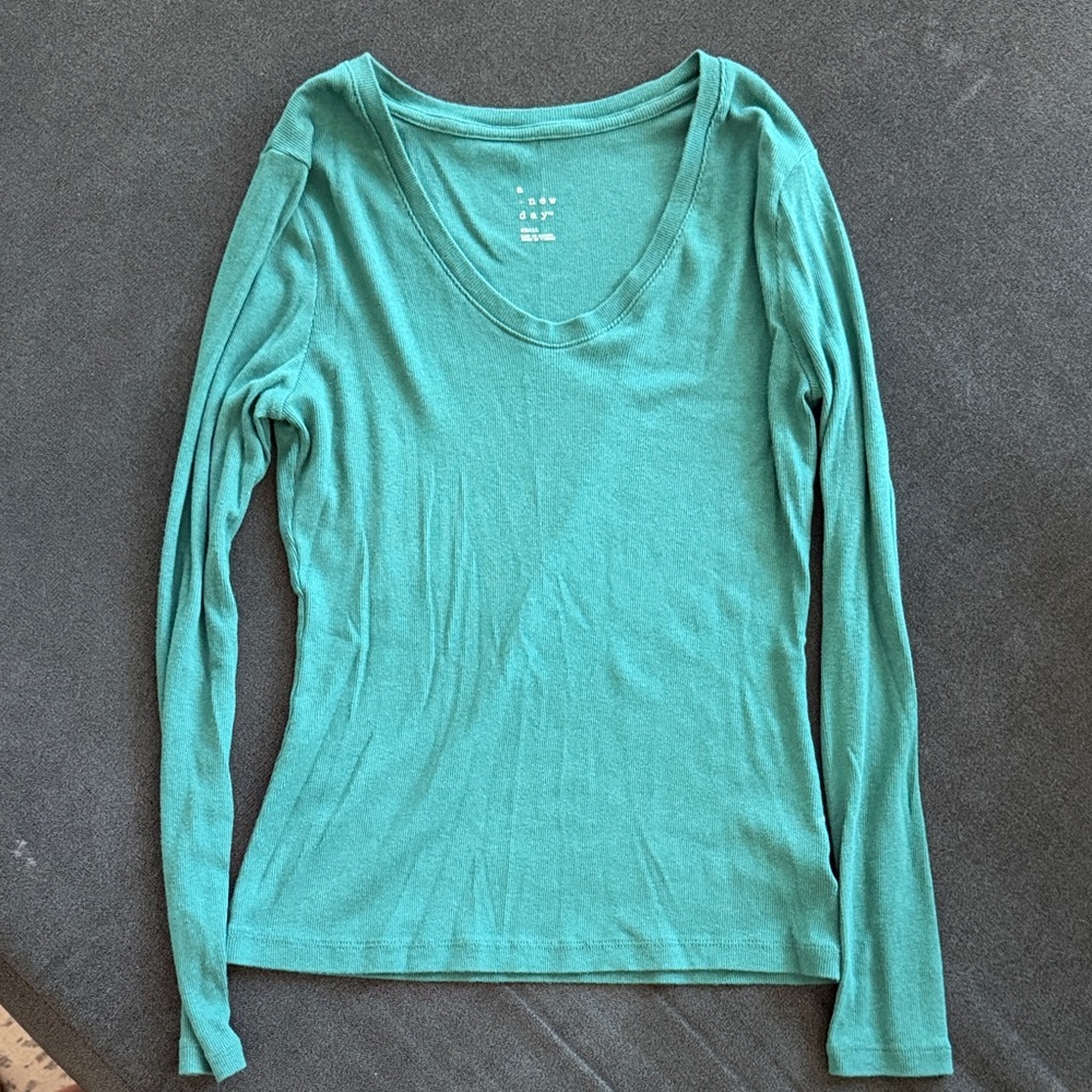 a new day Teal Long Sleeve Scoop Neck Tee